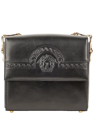 Versace Black Leather Medusa Flap Crossbody (authentic Pre-loved)