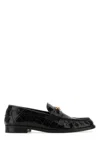 Versace Medusa Chain Leather Loafers In Black