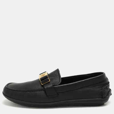 Pre-owned Versace Black Leather Medusa Loafers Size 43