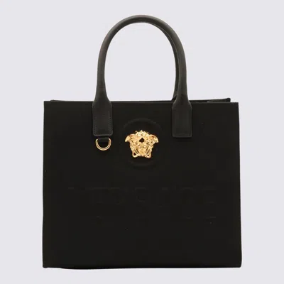 VERSACE VERSACE BLACK LEATHER MEDUSA TOTE BAG