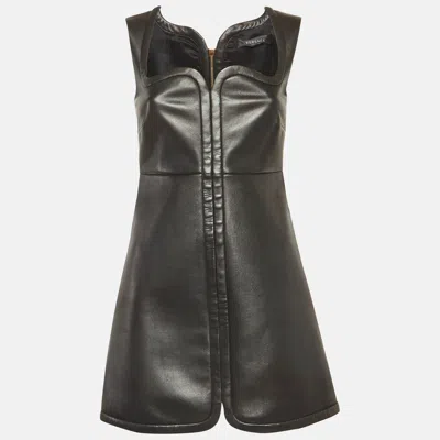 Versace Black Leather Mini Dress