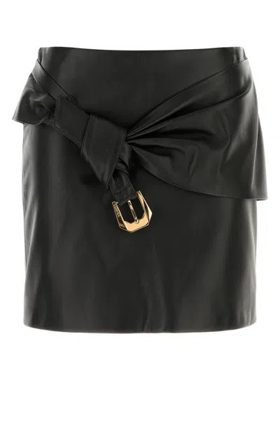 VERSACE MINIGONNA IN PELLE NERA  DONNA