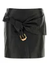Versace Short Leather Skirt With Belt And Buckle In Black