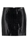 Versace Croc-embossed Patent Leather Mini Skirt In 1b000