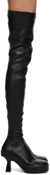 Versace Black 120 Thigh-high Leather Boots In 1b000 Black