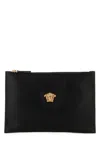 Versace Black Leather Pouch In Black