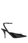 Versace La Medusa 85 Calf Leather Slingback Pumps In Black