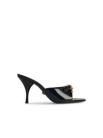VERSACE VERSACE BLACK LEATHER SANDALS WOMEN