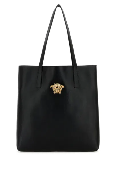 Versace Black Leather Shopping Bag
