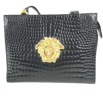 Pre-owned Versace Black Leather Shoulder Bag Tote Bag ()