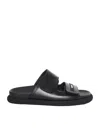 VERSACE BLACK LEATHER SLIPPERS
