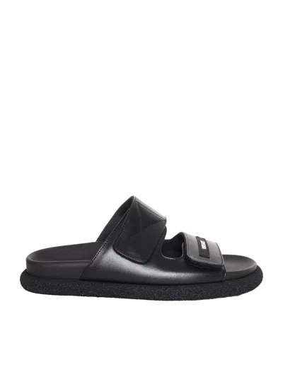 Versace Black Leather Slippers