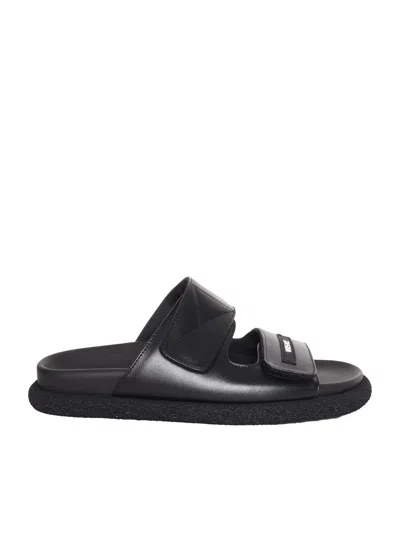 Versace Kids' Black Leather Slippers