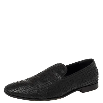 Versace Black Leather Smoking Slippers