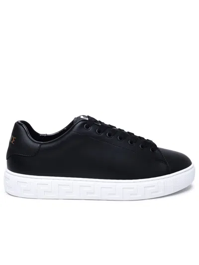 VERSACE VERSACE BLACK LEATHER SNEAKERS