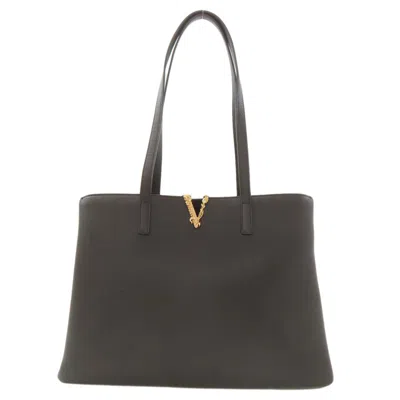Pre-owned Versace Black Leather Tote Bag ()