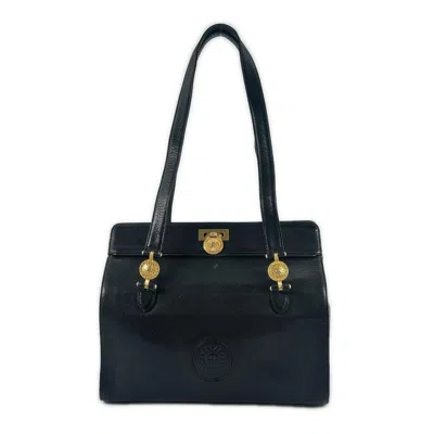 Pre-owned Versace Black Leather Tote Bag ()