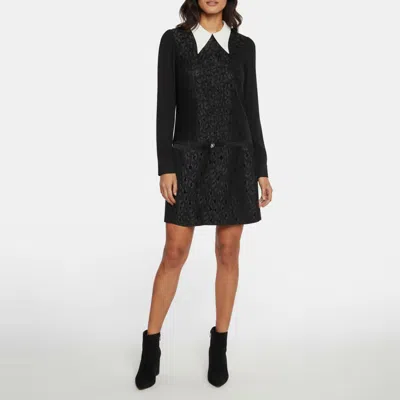Pre-owned Versace Black Leopard Jacquard Wool Blend Mini Dress Xs