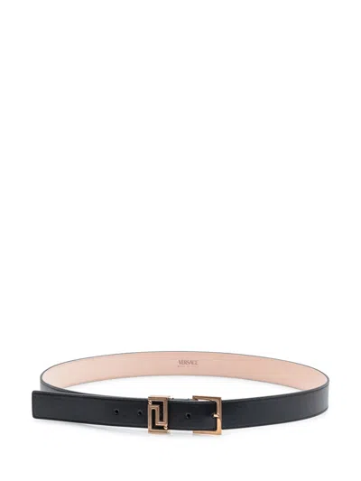 Versace Black Logo Buckle Belt