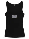 Versace Black 90s Vintage Logo Ribbed Tank Top In Black