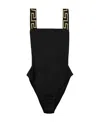 Versace Black Logo One-piece Swimsuit In Black