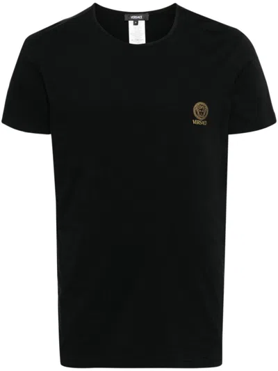 VERSACE BLACK LOGO ORGANIC COTTON T-SHIRT