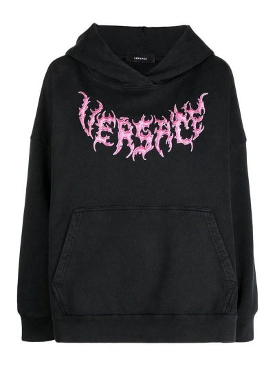 Versace Black Logo-print Hoodie