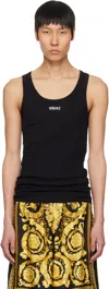 Versace Ribbed Bio Cotton Tank Top In 1b000-black