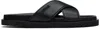 Versace Logo-lettering Leather Slides In 1b000-black
