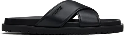 VERSACE BLACK LOGO SANDALS