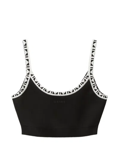 Versace Black Logo Scoop Neck Top