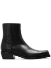 Versace Black Leather Ankle Boots In Black
