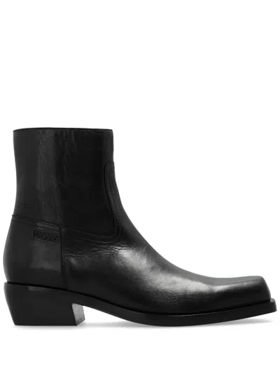 VERSACE LUCIANO 50 LEATHER BOOTS - MEN'S - CALF LEATHER/LEATHER