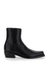 Versace Black Leather Ankle Boots In Black