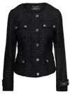 Versace Lurex Tweed Jacket In Black