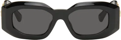 Versace Black Maxi Medusa Biggie Sunglasses In Green