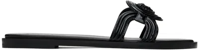 VERSACE BLACK MEDUSA '95 FLAT SANDALS