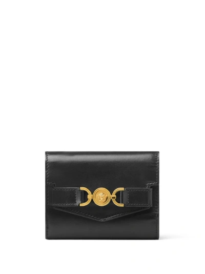 Versace Black Medusa '95 Leather Tri-fold Wallet