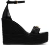 Versace Black Wedges With High Heel And Medusa Detail On The Front In Leather Woman