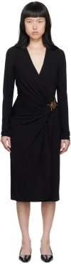 Versace Black Medusa Plaque Midi Dress In 1b000-black