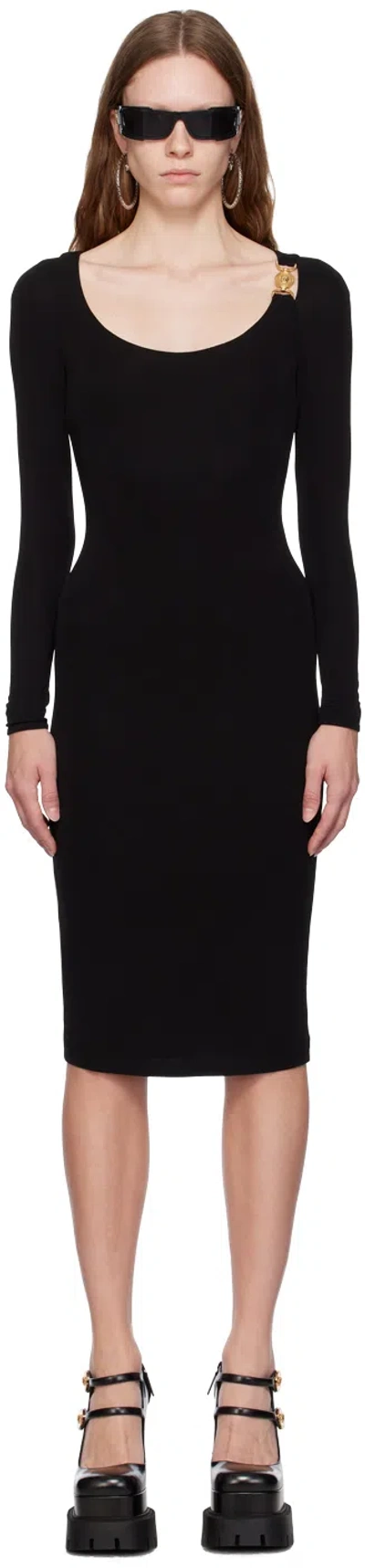 Versace Black Medusa '95 Midi Dress In 1b000/black