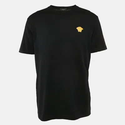 Pre-owned Versace Black Medusa Applique Jersey Crewneck Shirt Xxl