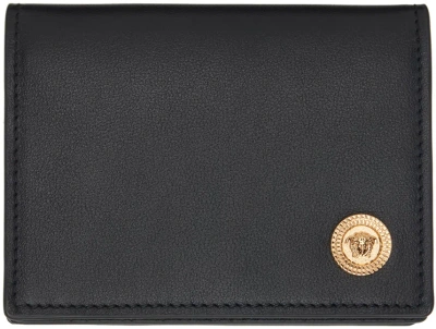 Versace Black Medusa Biggie Bifold Wallet In Black- Gold
