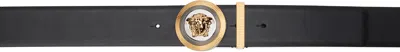 Versace Black Medusa Biggie Enamel Leather Belt In 1b00r-nero- G