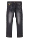 Versace Denim Jeans With Faded Effect And Contrast Stitching In Black