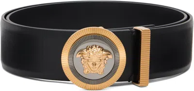 Versace Black Medusa Biggie Leather Belt In Neutral