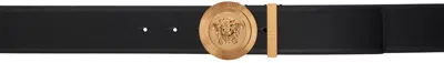 Versace Medusa Biggie Leather Belt In Black