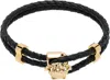 Versace Black Medusa Braided Leather Bracelet In D41o-black-gold