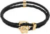 Versace Black Medusa Braided Leather Bracelet In D41o-black-gold