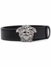 Versace Black Medusa Buckle Belt In Black
